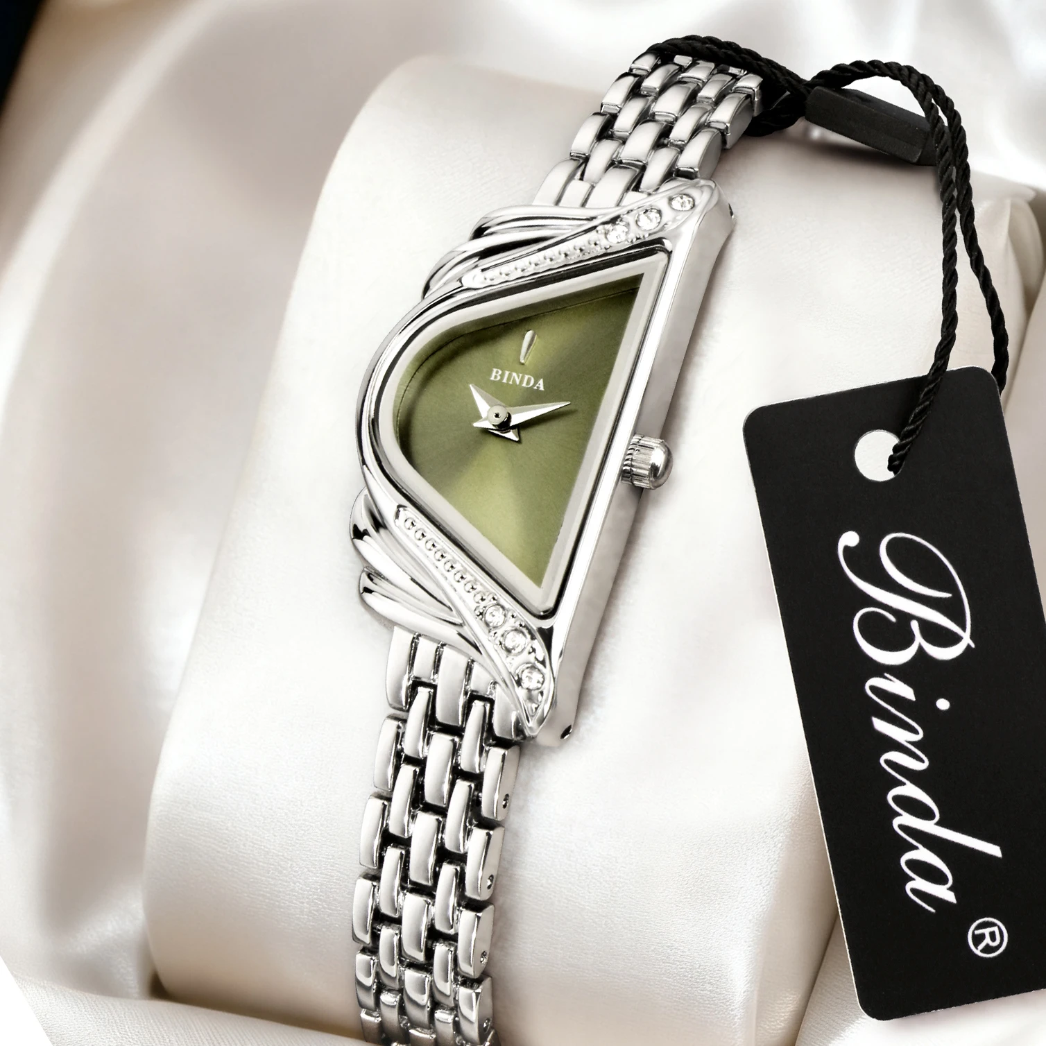 

Женские серебряные кварцевые часы Binda – синий минималистичный циферблат, водонепроницаемые наручные часы с защитой от воды до 30 метров, подарочная коробка с регулятором длины ремешка