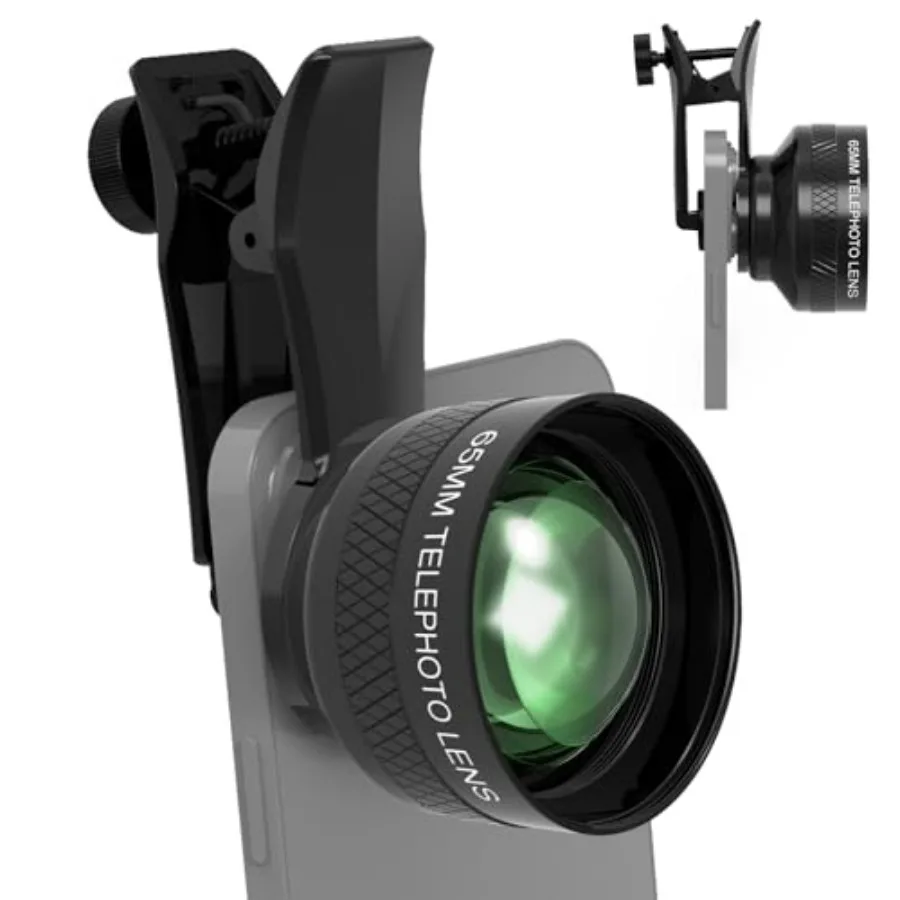 

65MM Telephoto Lens for iPhone Android Smartphones with 17mm Thread Universal Phone Lens Clip and Portable Bag Compatible with