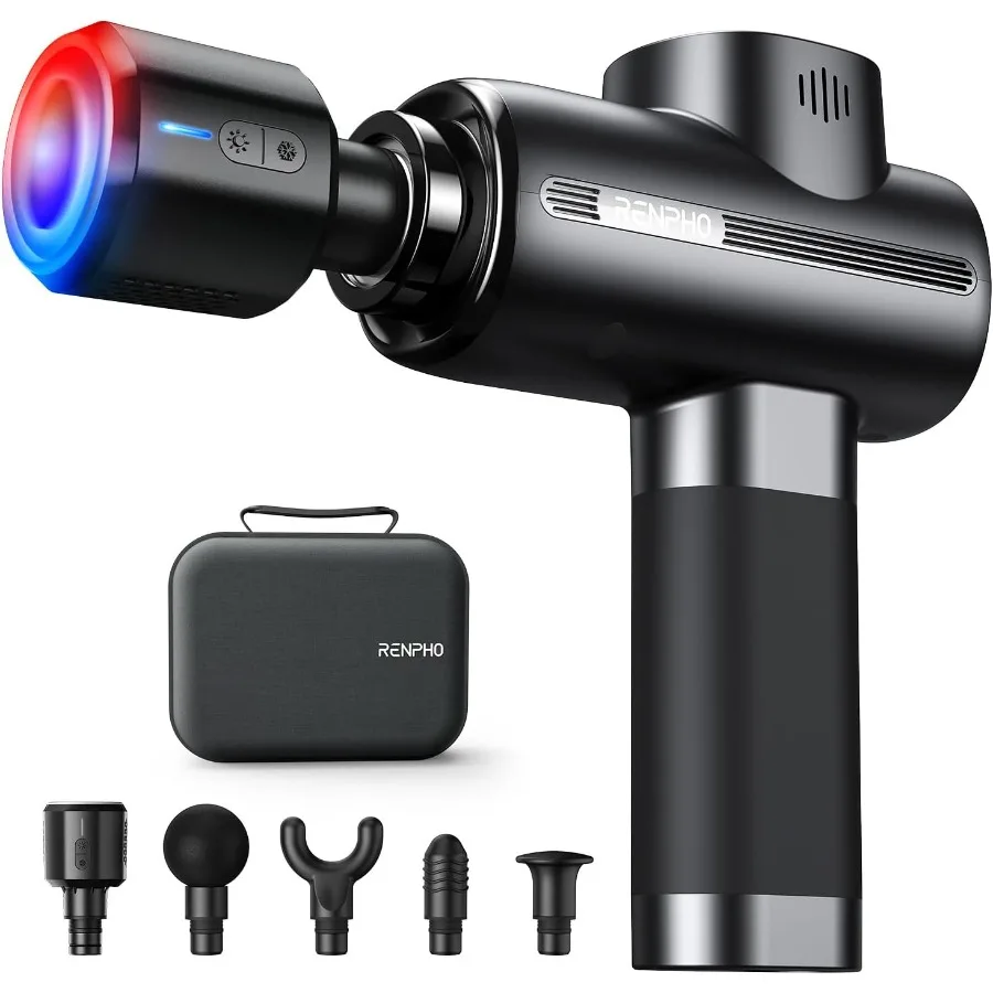 

Массажный пистолет Thermacool для глубоких тканей с подогревом и холодной головой, ручной массажер для мышц с футляром для переноски для восстановления после тренировок