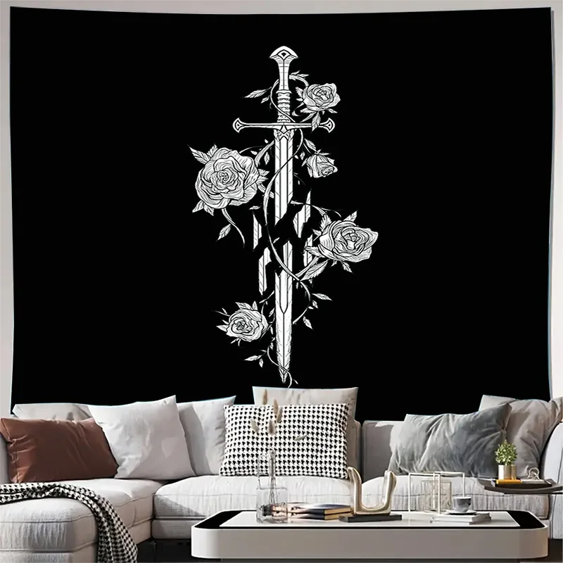 

Gothic Rose Tapestry Floral Wall Hanging Dark Academia Room Decor Vintage Tapestry Aesthetic Wall Art Home Decor Bedroom Living