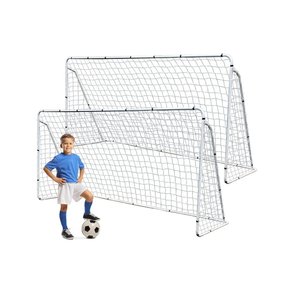 

2PCS 12 x 6' Soccer Goal Weather-resistant Net Powder Coated Steel Frame