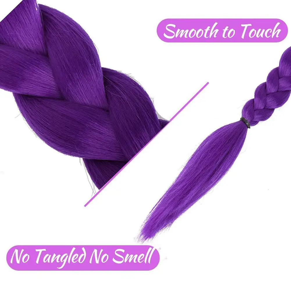 Rumi Rabo de Cavalo Sintético Trançado Roxo 26 polegadas de Comprimento com Presilhas para Crianças Meninas, Estilo de Cabelo para Halloween, Natal e Cosplay