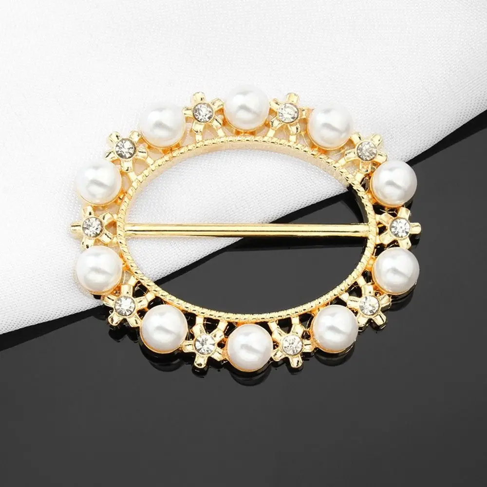 

Fashion Metal Knotted Buckle Ring Pearl Clothing Accessories Knotted Button T-shirt Removable Clothes Tighten Women
