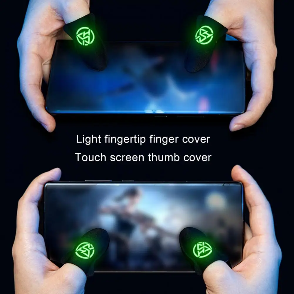 Fundas para dedos para videojuegos, guantes luminosos antideslizantes con pantalla táctil de 0,3mm, ultrafinos, para pulgar, accesorios para juegos, 2 uds.