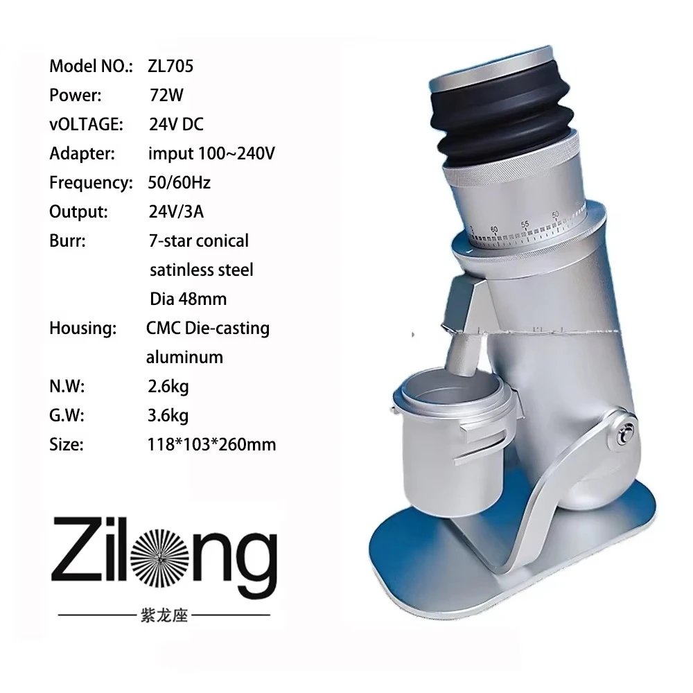 Moedor de café elétrico profissional de dose única automático com liga de alumínio portátil para uso doméstico moagem de milho premium