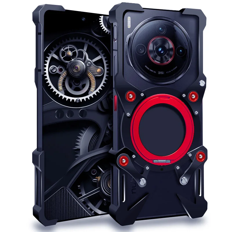 

Zimon Luxury Armor Metal Aluminum Phone Bumper For Zte Nubia Z80 Z70 Z60 Pro Ultra Cover Mechanical Purely Handmade Skull Case