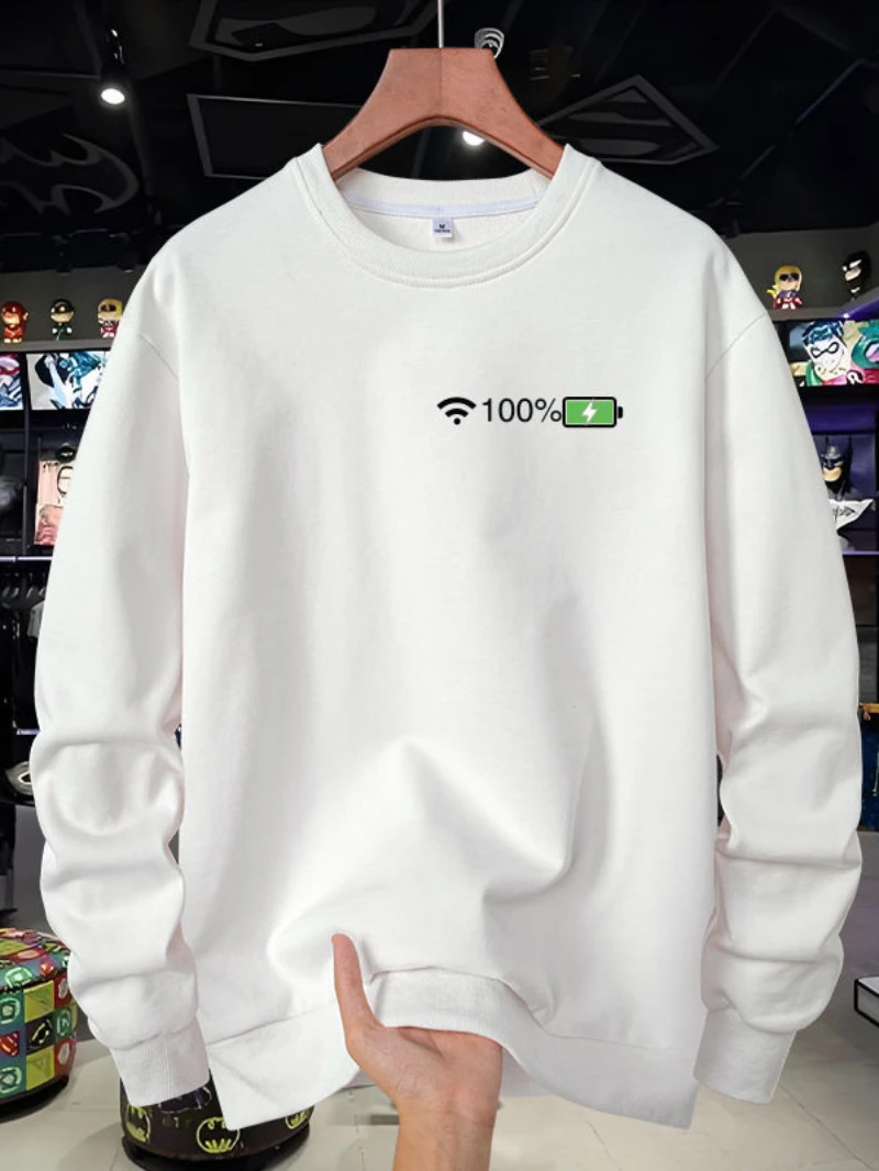 2025 الخريف الشتاء جولة الرقبة هوديي واي فاي إشارة كامل البطارية نمط طباعة الراقية الفاخرة لكل من الرجال والنساء أعلى Y2k