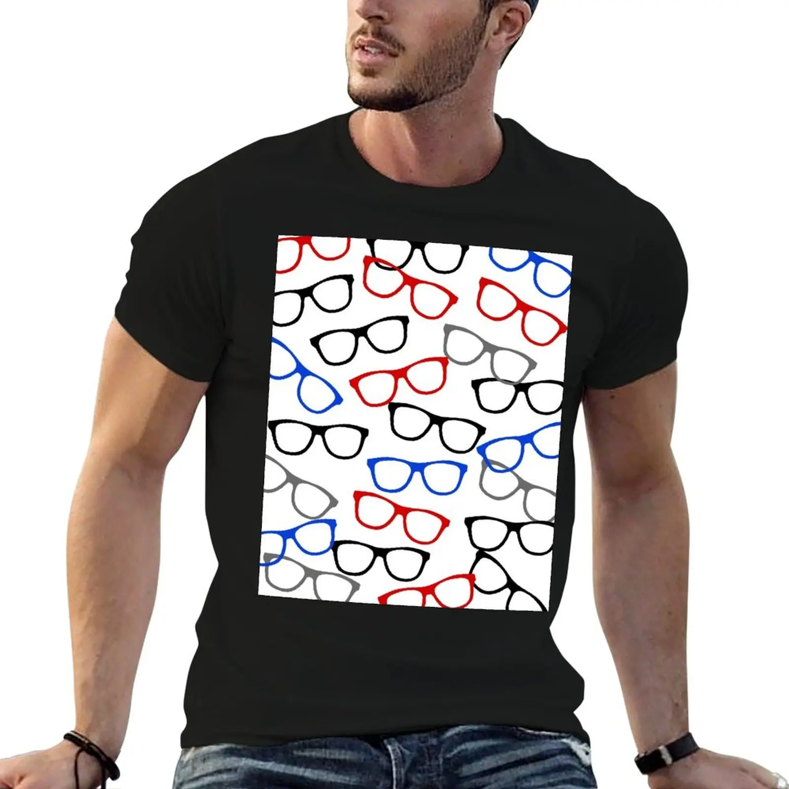 Nerd Glasses Pattern for Bookworms and Geeks T-Shirt Minimal Art Print T-Shirt