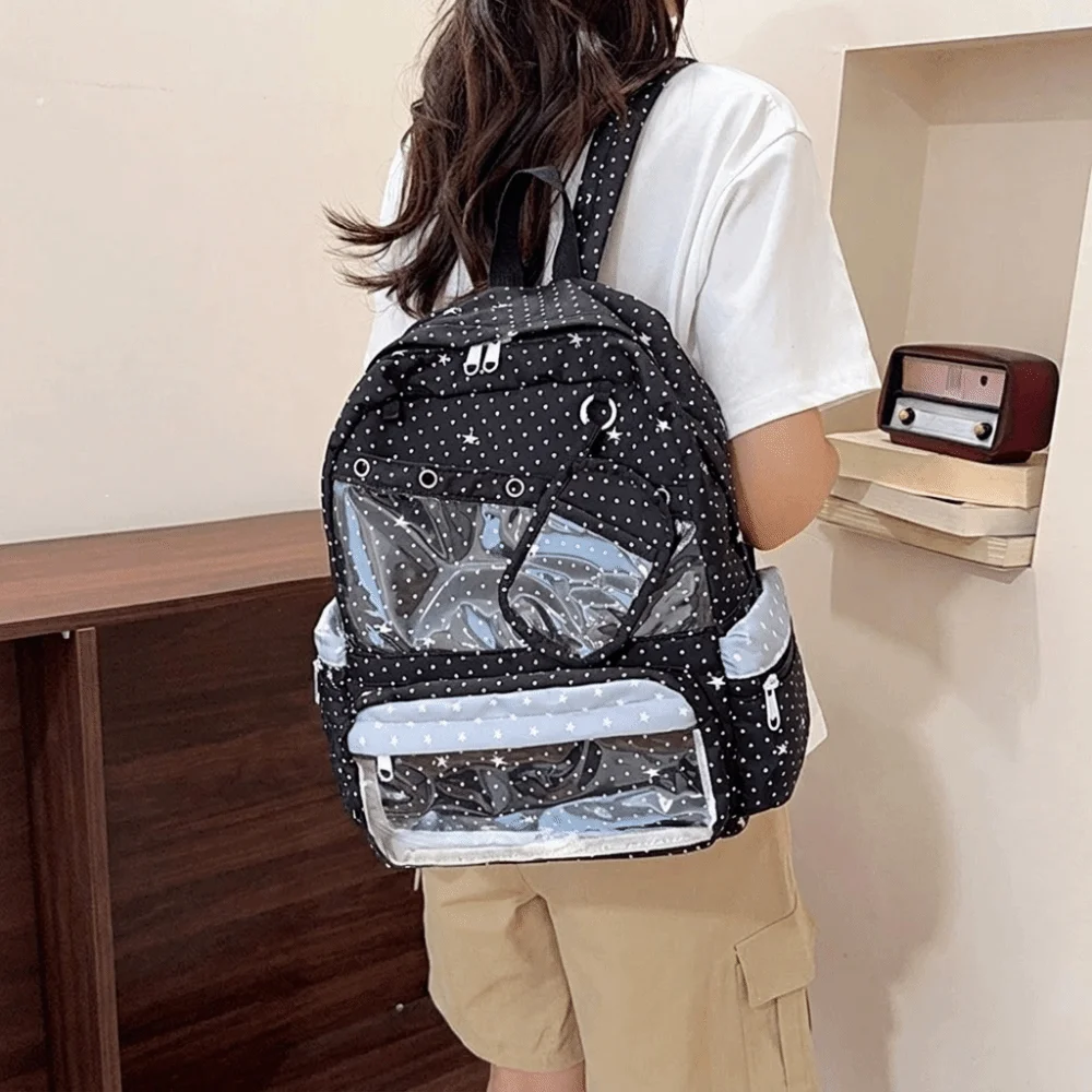 Personality Transparent Polka Dot Backpack Y2K Itabag Student School Bag DIY Display Large Capacity Display Knapsack Daily
