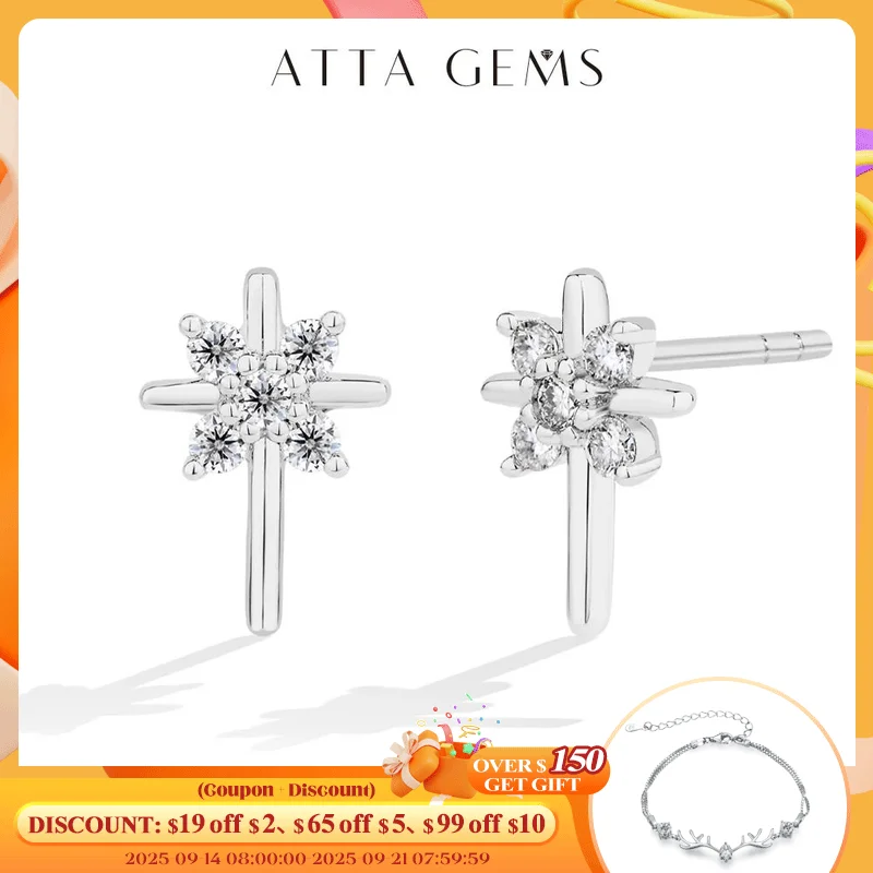 

Attagems Snowflake Moissanite Earrings DVVS1 Real 925 Sterling Silver 18K Gold Plated for Women Wedding Engagement Party Jewelry