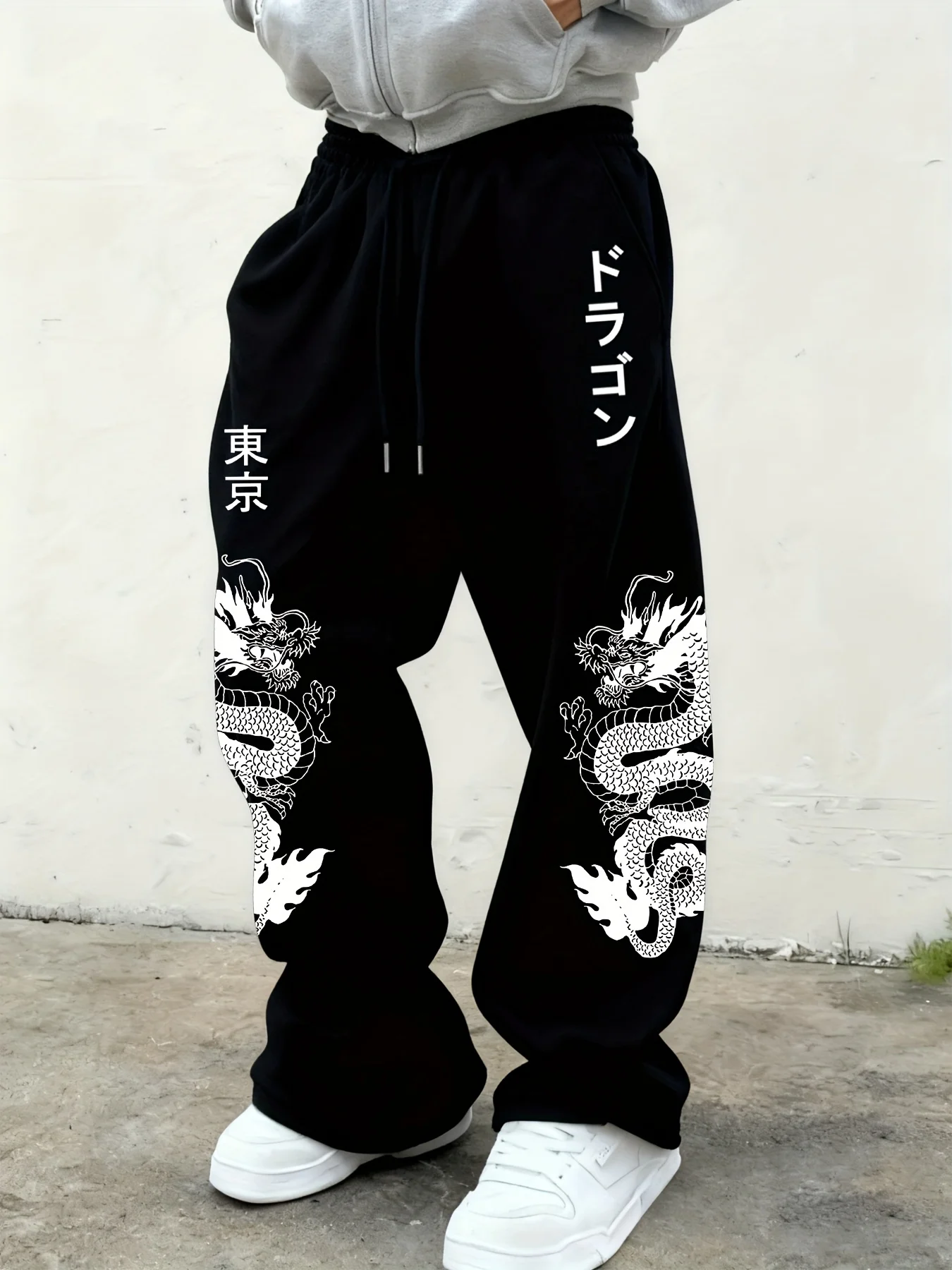 2026 Neue Y2K Dark Gothic Herren Straight-Leg Jogginghose mit verziertem rotem Blumen-Totem-Motiv und seitlichem Druck, lockere Streetwear-Freizeithose – Detail 7