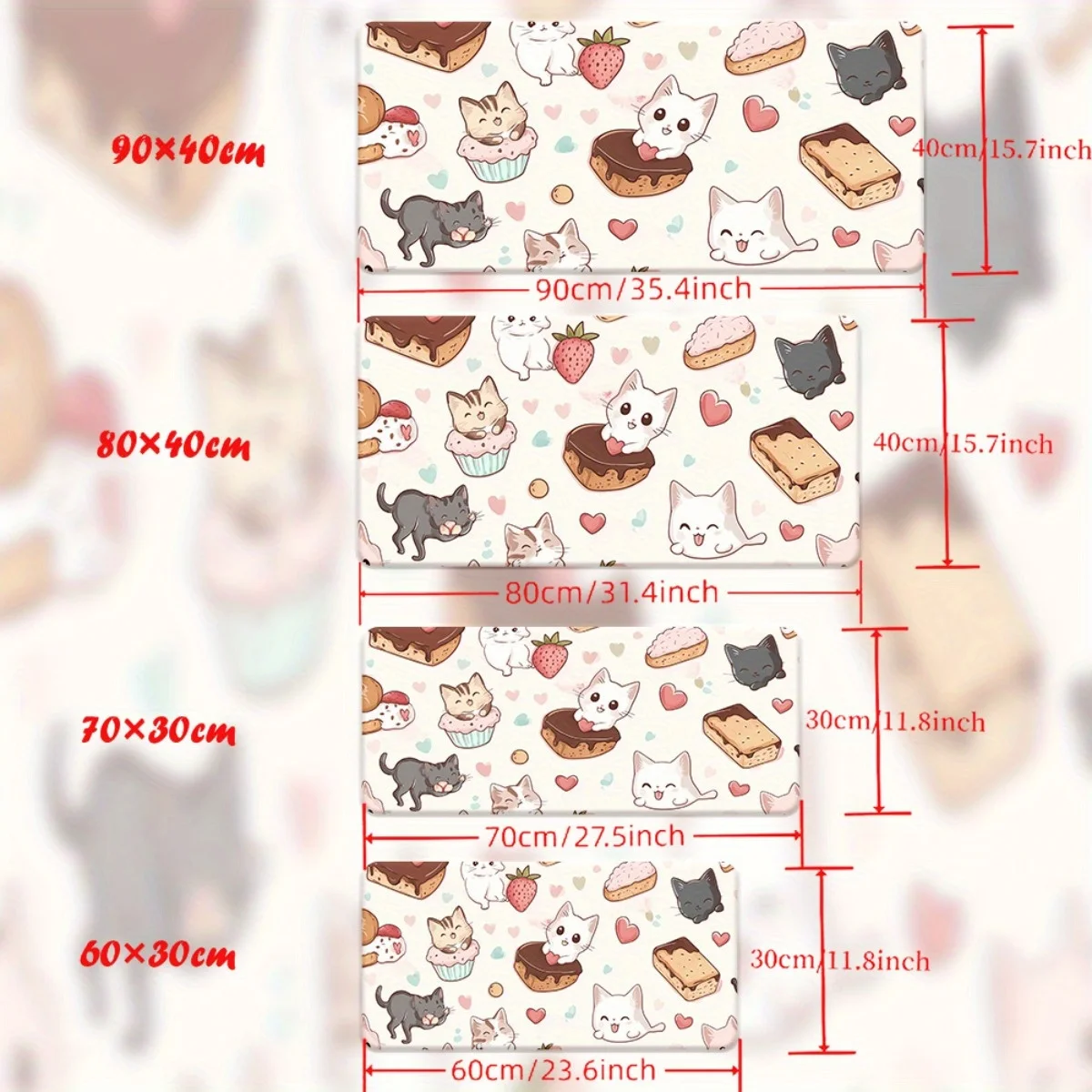 1pc Gatto con modello di design snack Tappetino stampato HD per scrivania, tappetino per mouse XXL multifunzionale, tappetini per mouse da gioco per tastiera, ufficio Com