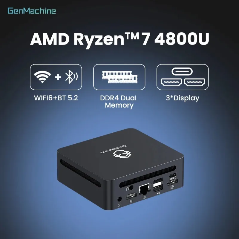 

Игровой компьютер DIY Genmachine на базе AMD Ryzen 7 4800U, мини-ПК с Windows 11, Ryzen Desktop 8C/16T 4.2ГГц, отлично подходит для новых медиа и работы.