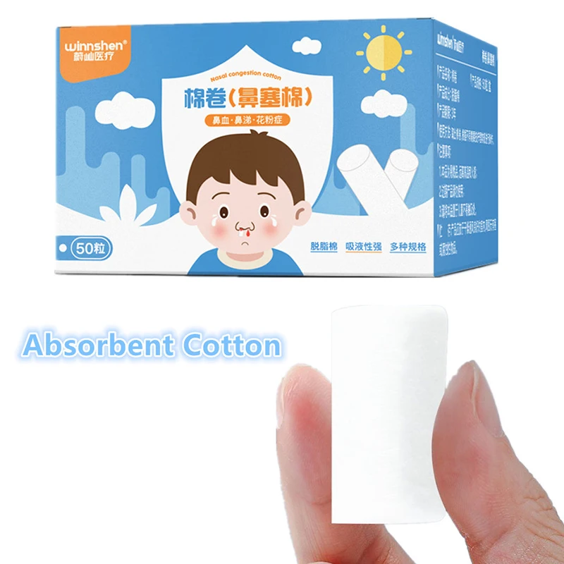 50Pcs Nose Blood Stop Cotton Child Nose Bleeding Runny Nose Nose Spray Cotton Roll Outdoor First Aid Supplies view 5