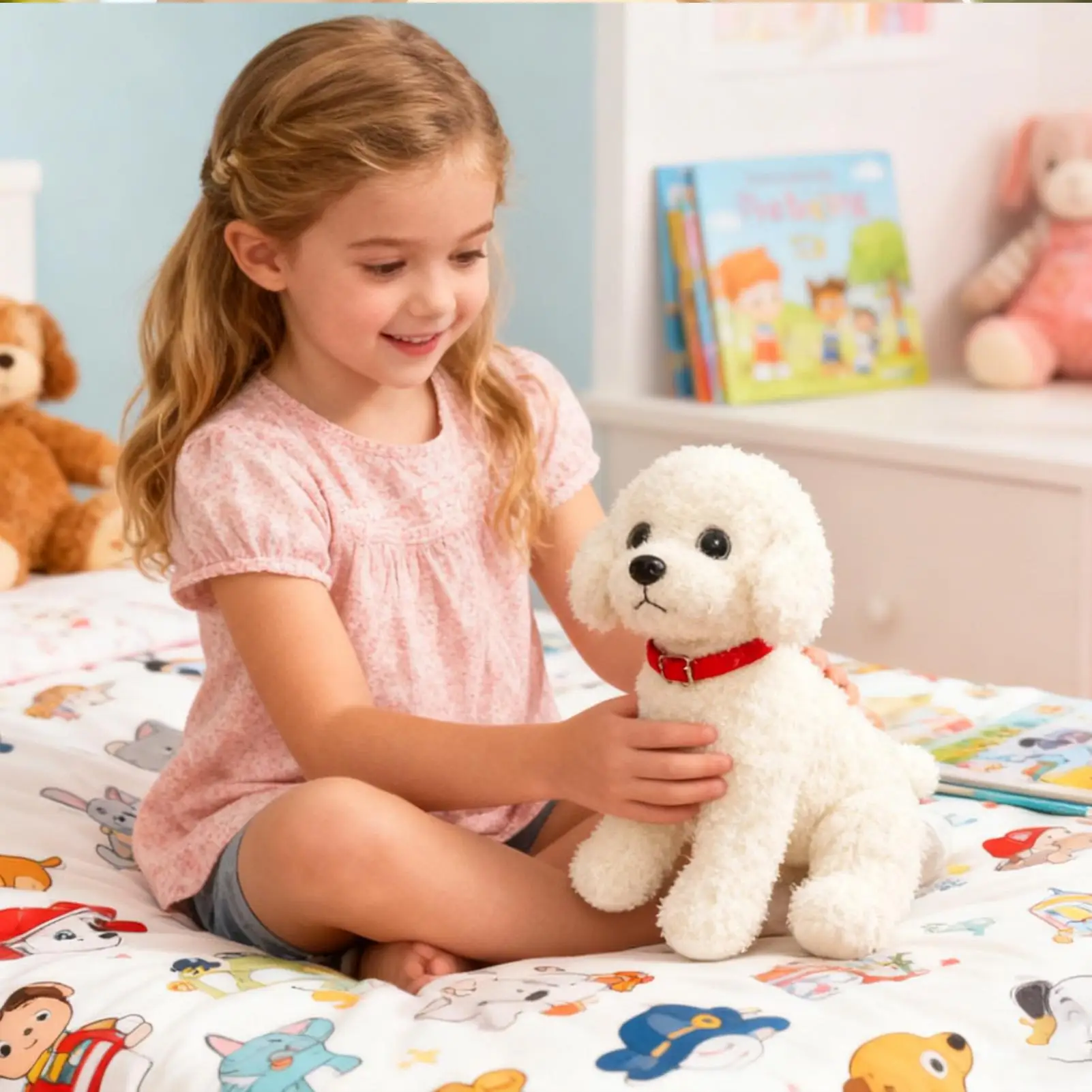 Stofftier für Kinder, 48 cm, beruhigendes Kuscheltier, weicher Hund, Stofftier für Zuhause, Studentenwohnheim, Autoinnenraum, Wohnung, Wohnzimmer