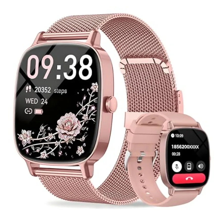 Smart Watch for Women, Answer/Make Call, 1.85'' Ultra-Clear Screen Fitness Tracker with Heart Rate/Sleep/SpO2 Monitor, Smartwat
