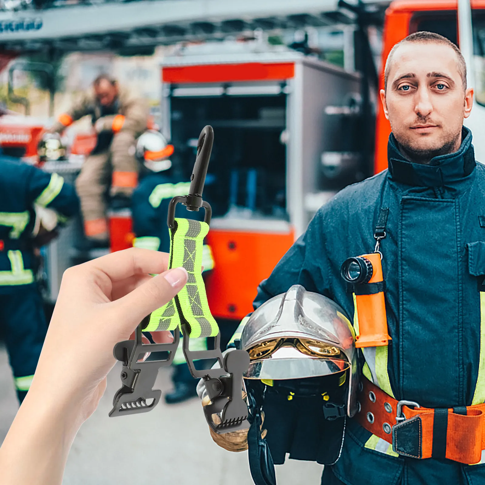 2Pcs Firefighter Glove Strap Heavy Duty Adjustable Reflective Glove Safety Strap for Firefighters Maintenance Workers Belt Mount