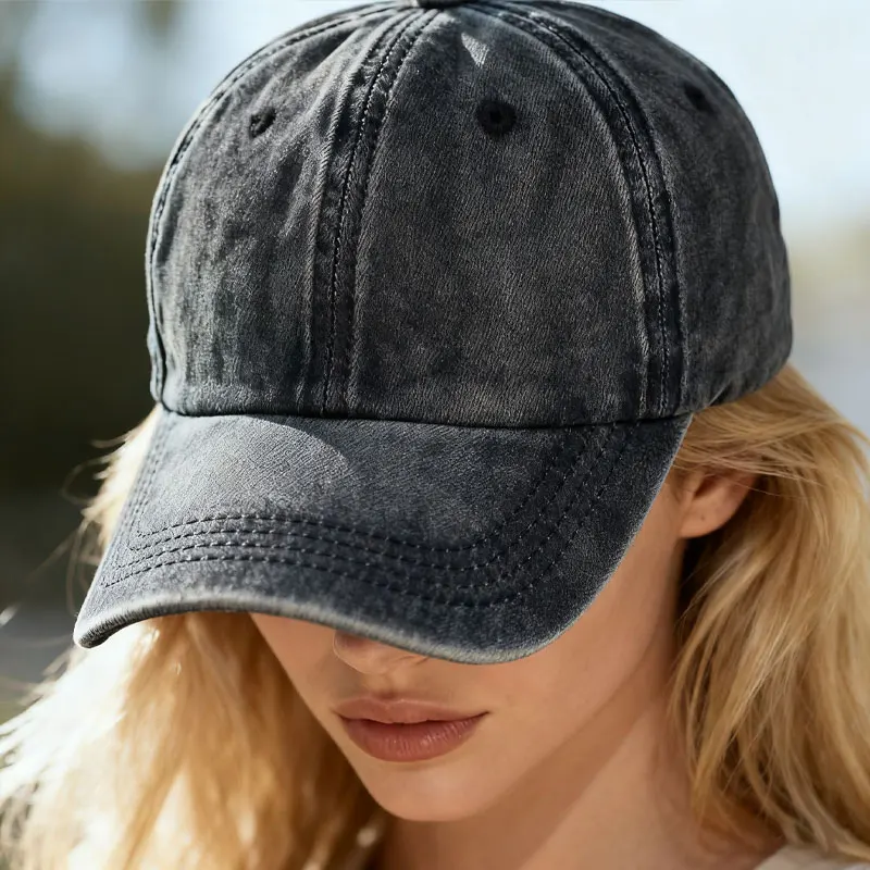 Four Seasons Sunscreen Solid Color Trend Retro Denim Baseball Hat Korean Version Sunhat Simple Fashion Cap