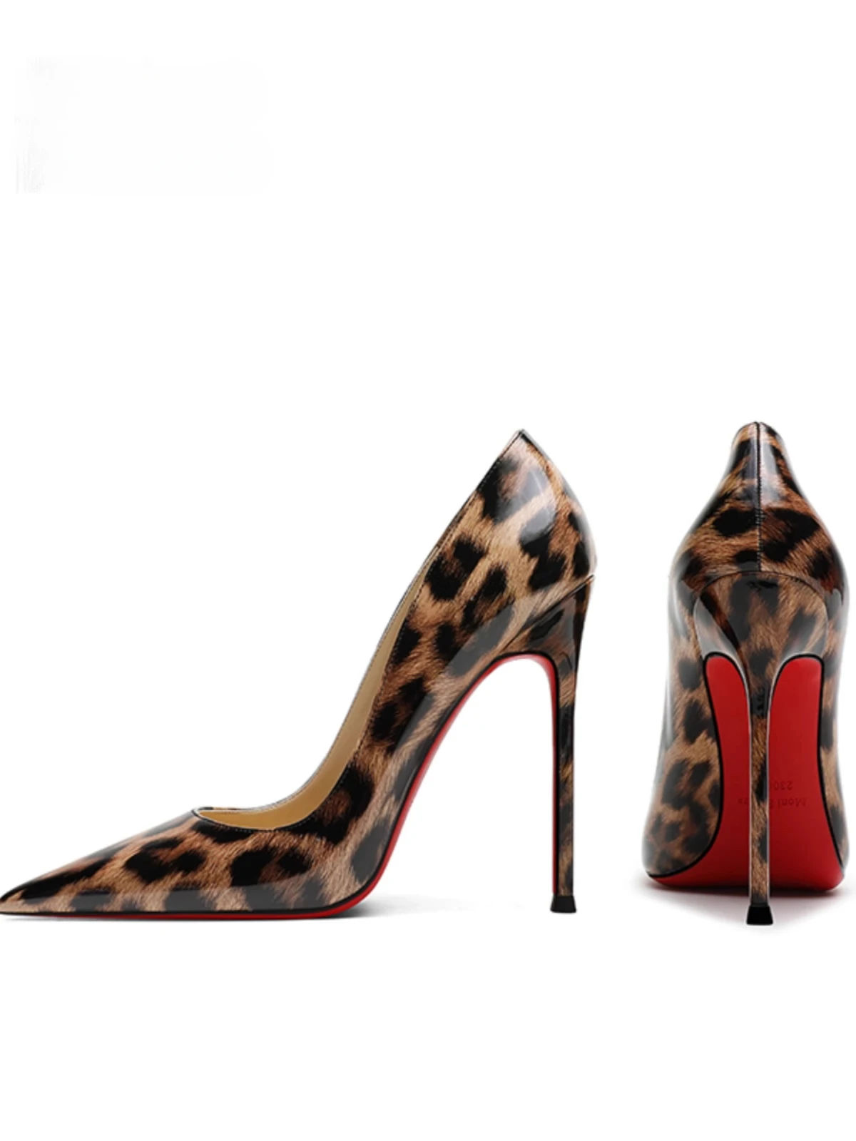 

2025 Spring New High Heels Women's Thin Heels Shallow Mouth Sexy Leopard Pattern Internet Red Single Shoes 12CM Large