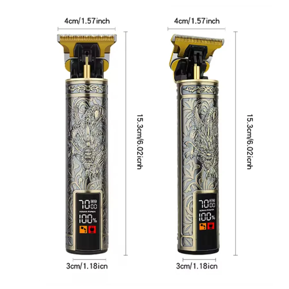 Vintage T9 hair clippers for barber shop Hair cutting machine Electric trimmer led hair clipper Dragon carving Shaver Beard