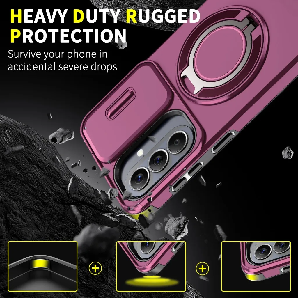 360 Magnetic Ring Holder Armor Phone Case For Samsung Galaxy A57 A37 A27 A17 A07 A56 A36 Sliding Window Camera Protection Cover view 6