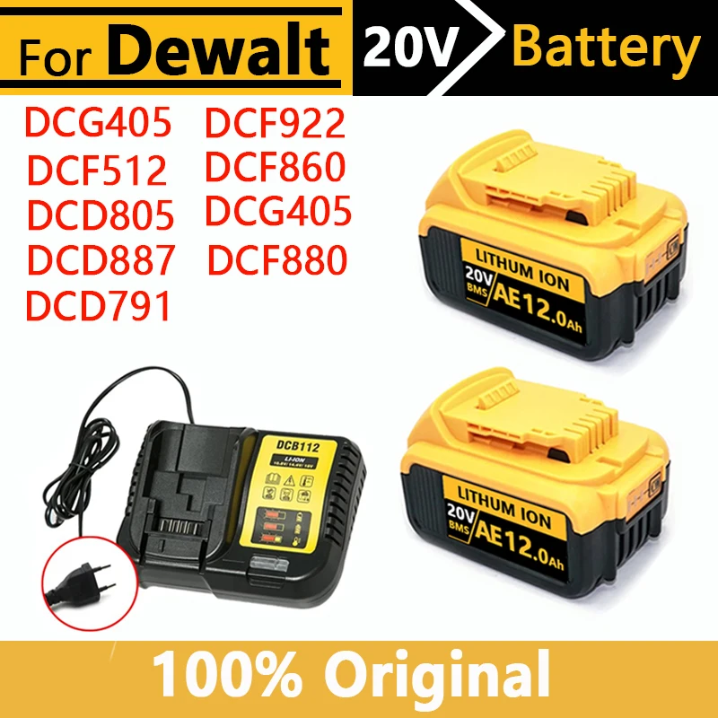 New 100% Original 12000mAh 20V for Dewalt Power Tool Battery DCB206 20V 12.0Ah Battery DCB206 20V Battery DCG405 DCB204-2 DCB200