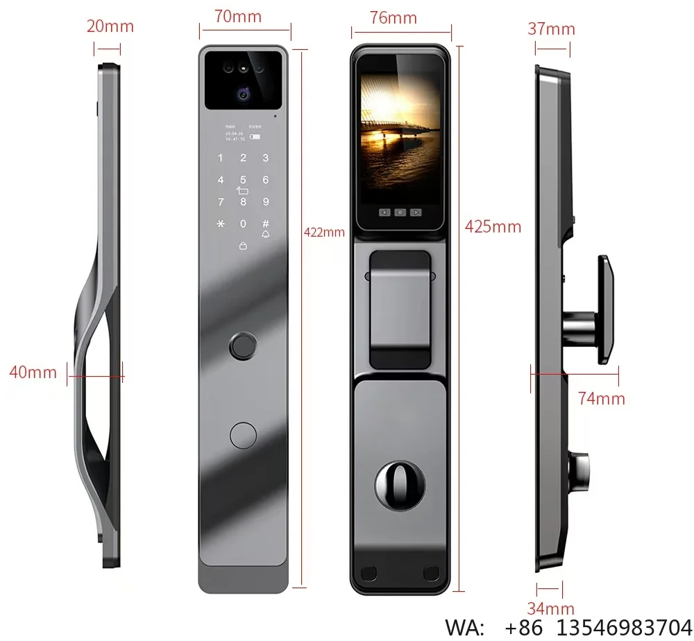 

Sinovo New Automatic Electronic Digital Lock Cerradura Inteligente WIFI APP Fingerprint Card 3D Face Recognition Smart Door Lock