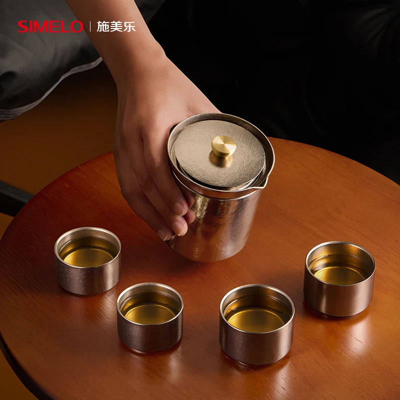 Pure Titanium Teapot Quick Cups Gift Set with Storage Bag High-End Portable Kung Fu Tea Set Travel Tea Ware for Present
