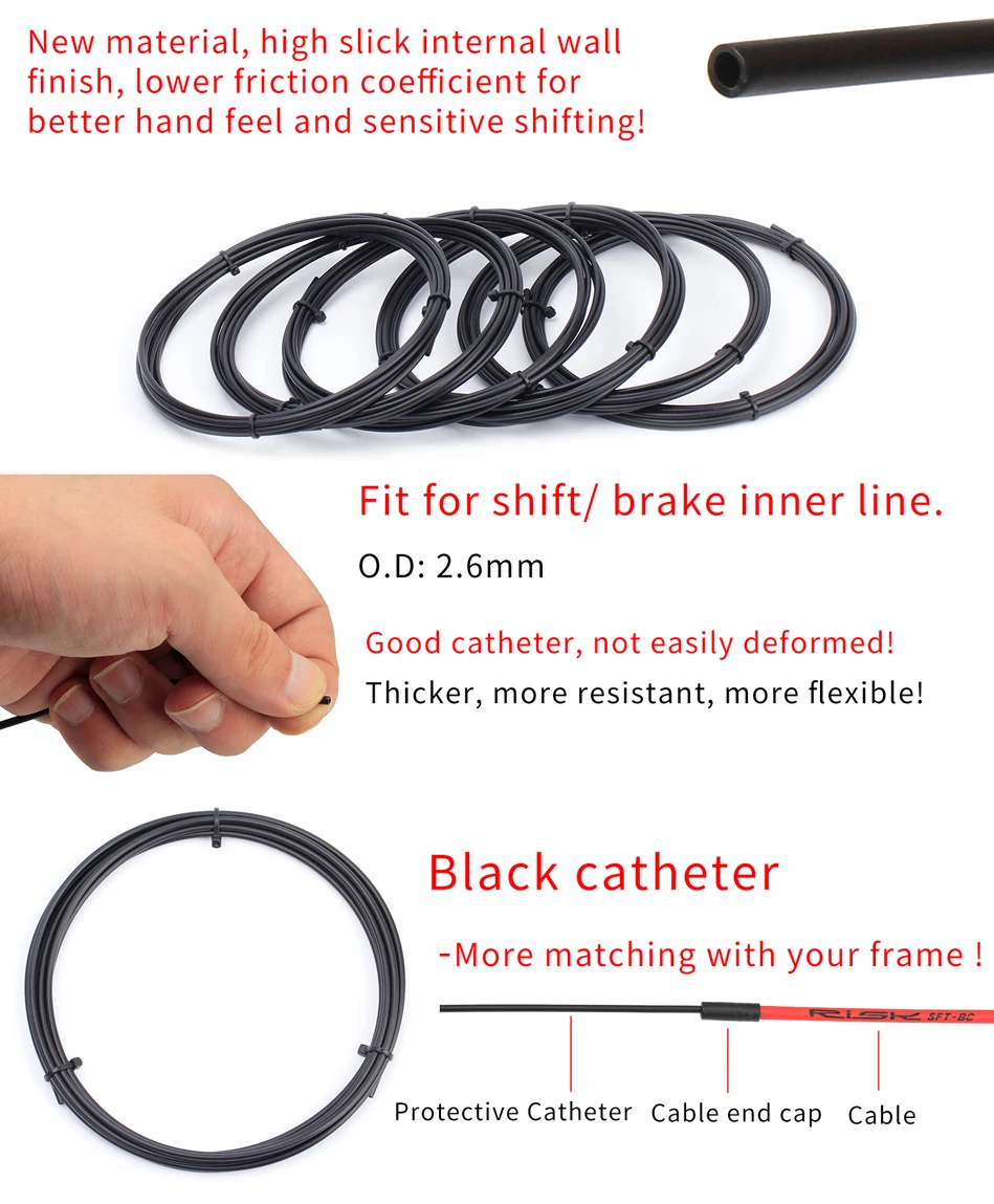 RISIKO 3 m Fahrradbremse Slick Lube Liner + 2 Staubstecker MTB Rennrad Schaltkabel Katheter Ölrohr Rohrgehäuse Innenleitung Lube – Detail 4