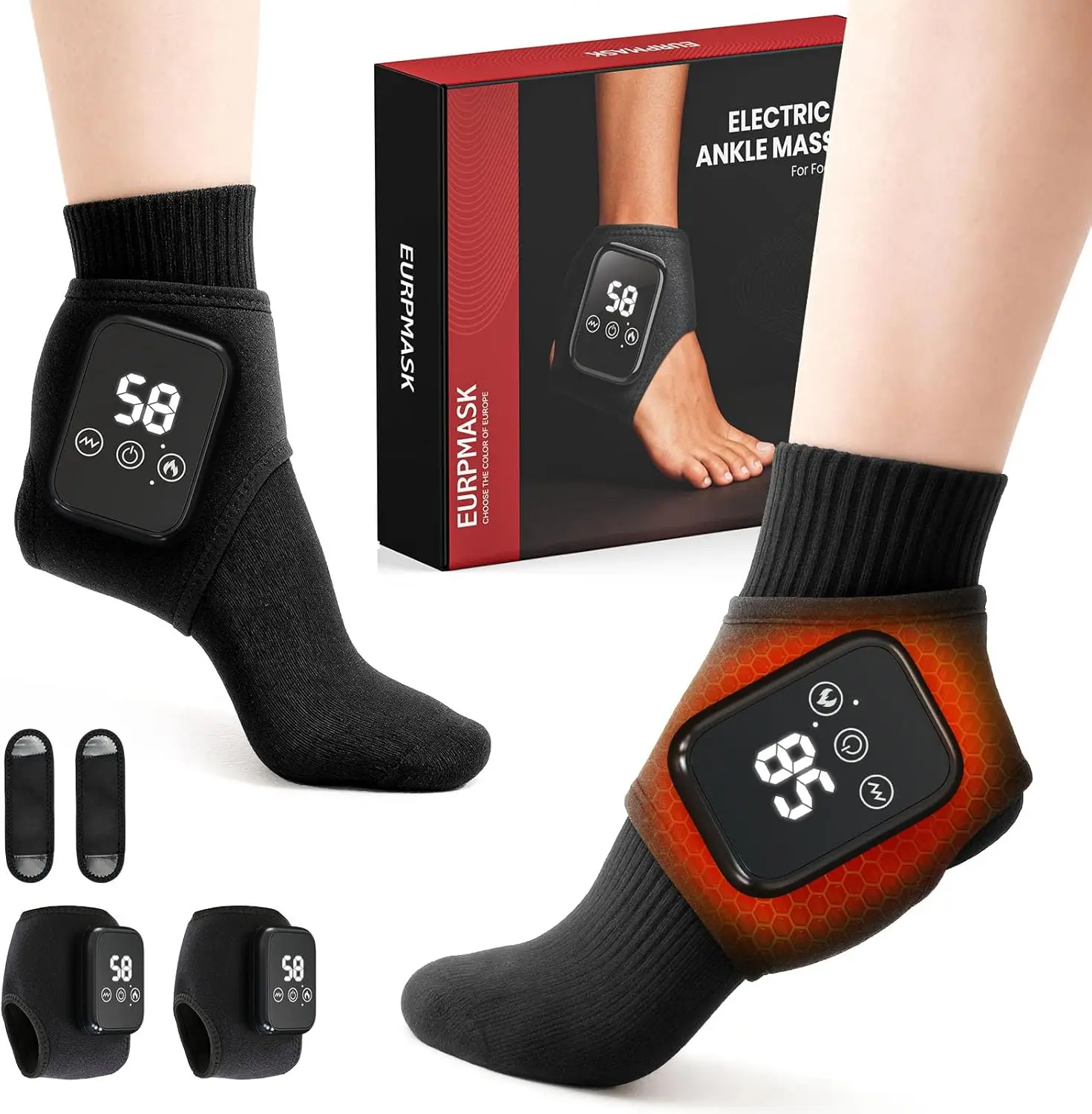 

3-in-1 Cordless Foot & Ankle Massager with Heat and Vibration for Heel, Arch Relief, Portable Gift