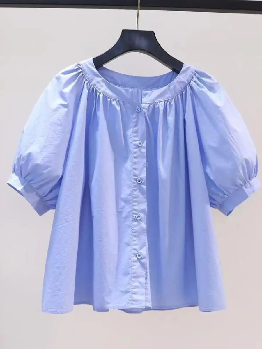 camisa-azul-holgada-informal-de-manga-farol-para-mujer-diseno-plisado-top-adelgazante-de-verano-a-la-moda-accesorios-para-cubrir-las-orejas