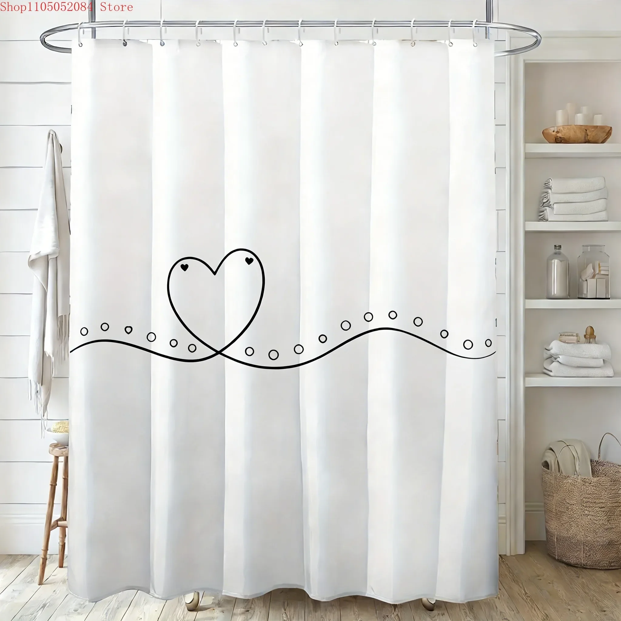 Minimalist Black Line Art Dachshund Waterproof Shower Curtain for Bathroom Decor 180x180cm
