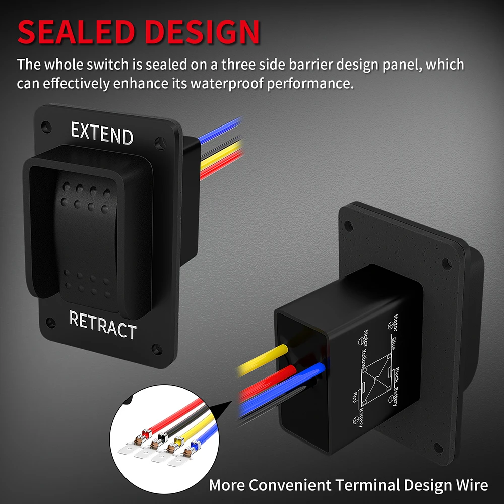 Reverse Polarity Switch 12V DPDT Momentary 3 Position Rocker Switch Waterproof Marine ON Off ON 20A Polarity Reversing Switch