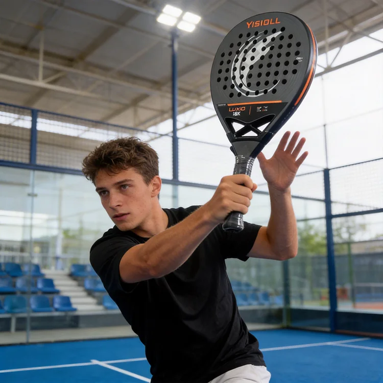 Carbon fiber material 3K padel racket, balanced all-round playability for training and matches, full OEM customizable matte grai