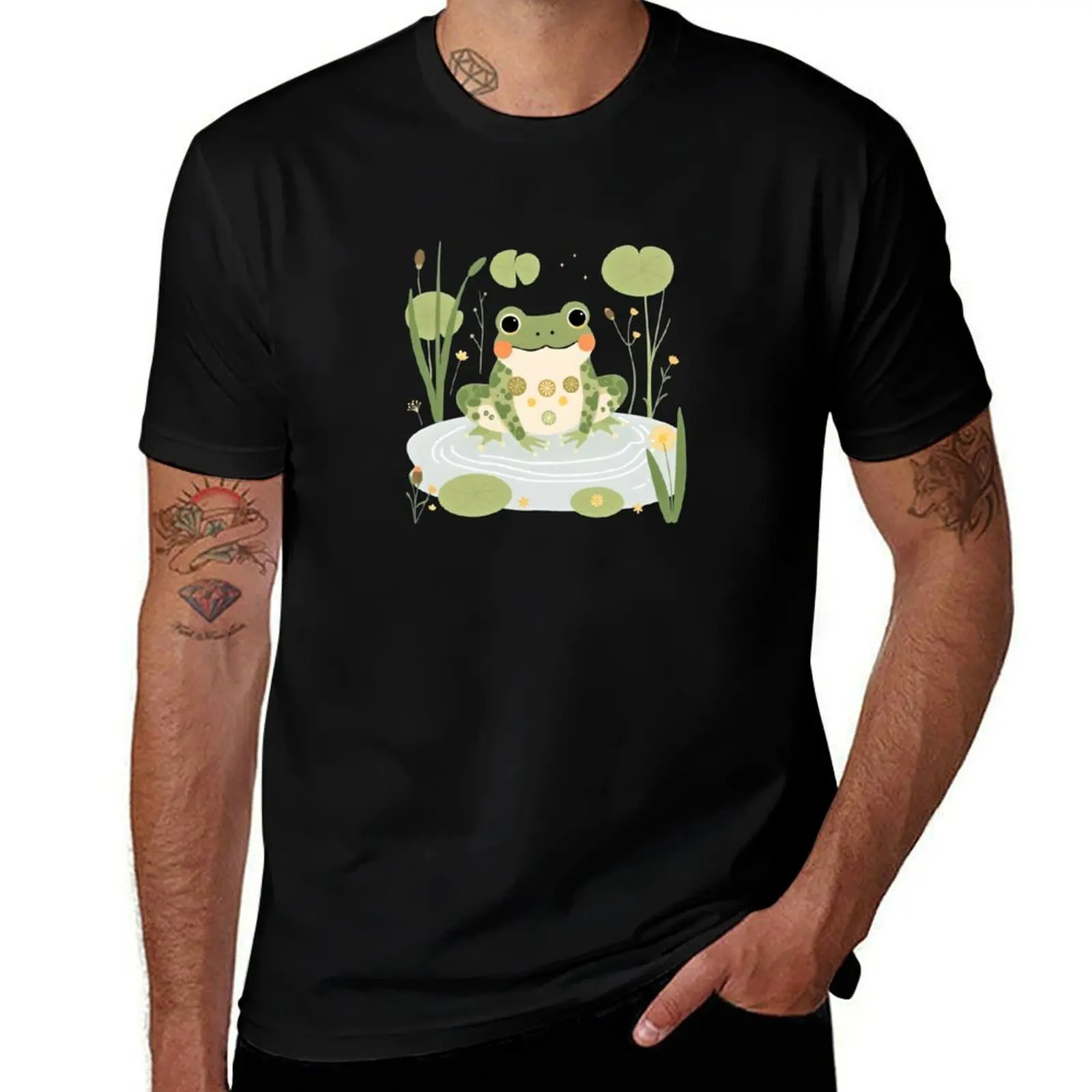 

Whimsical Frog with Nature Motifs T-Shirt quick-drying summer clothes new gifts and t-shirts tshirts for men