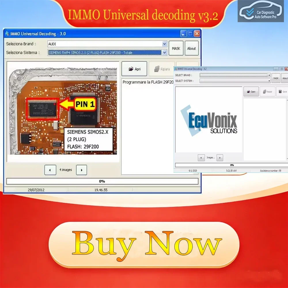 EcuVonix 3.2 IMMO Universal Decoding V3.2 2026 Hot Sell Car Keygen Unlimited Crack Remove IMMO off with Send Link Feature