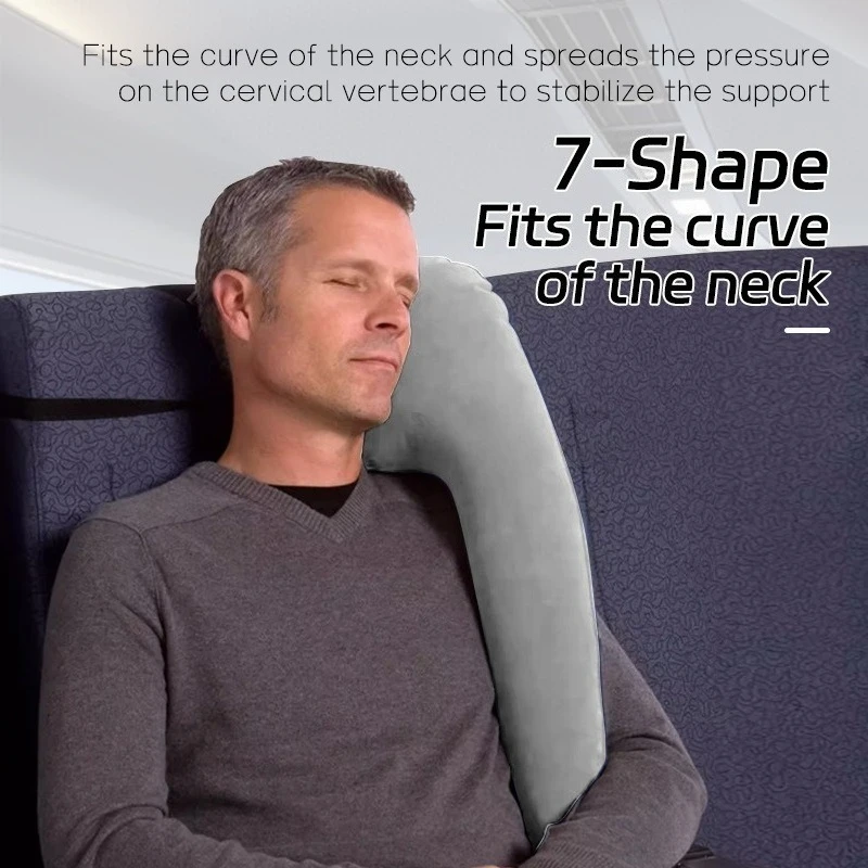 Inflatable Travel Pillow Sleeping Companion Perfect for Cars Planes and Trains Side-Sleeping Neck Support Pillow Portable Neck