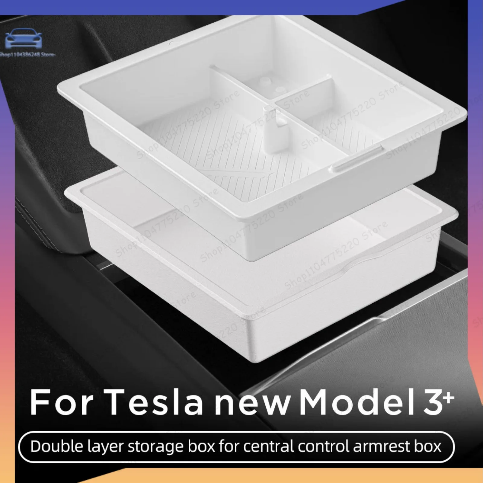 

For Tesla Model 3 Highland 2024 Center Control Armrest Storage Box Organizer Case Accessories Tidying