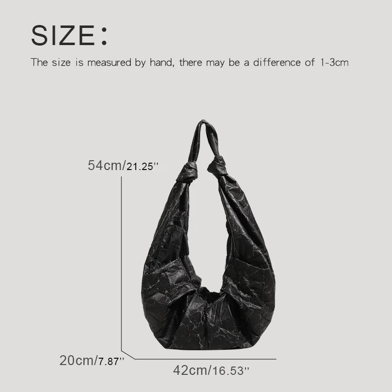 Large Capacity Half Moon Bags For Women Luxury Designer Handbag Purse 2024 New In PU Vintage Distressed Crackle Texture Shoulder