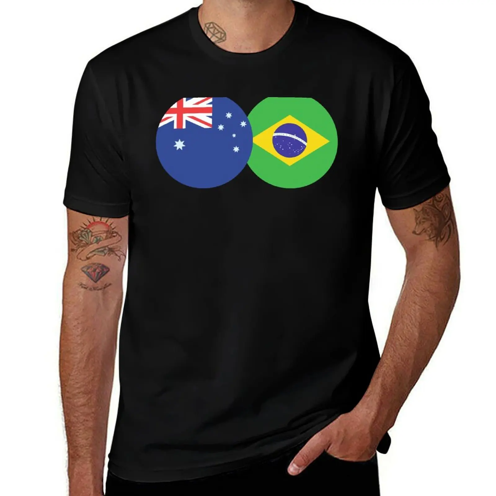 

Australian/Brazilian Flags T-Shirt t shirt for man 100 percent cotton t shirt man cotton t shirts for man pack white T-Shirt