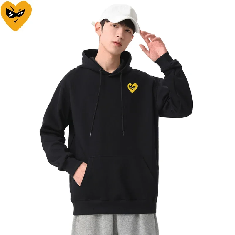 Break Egg Men Hoodie Cool Cute Glasses Heart Embroidery Cotton Pullover Pockets Fleece Loose Autumn Casual Sweater