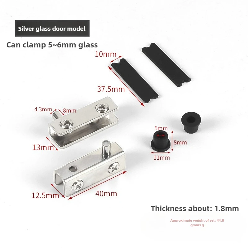 طقم مكون من قطعتين من رموز زاوية CT الزجاجية، أسود، لون النيكل، مفصلات أبواب دوارة، مفصلات محور الباب الزجاجي، حديد، أجهزة الأثاث