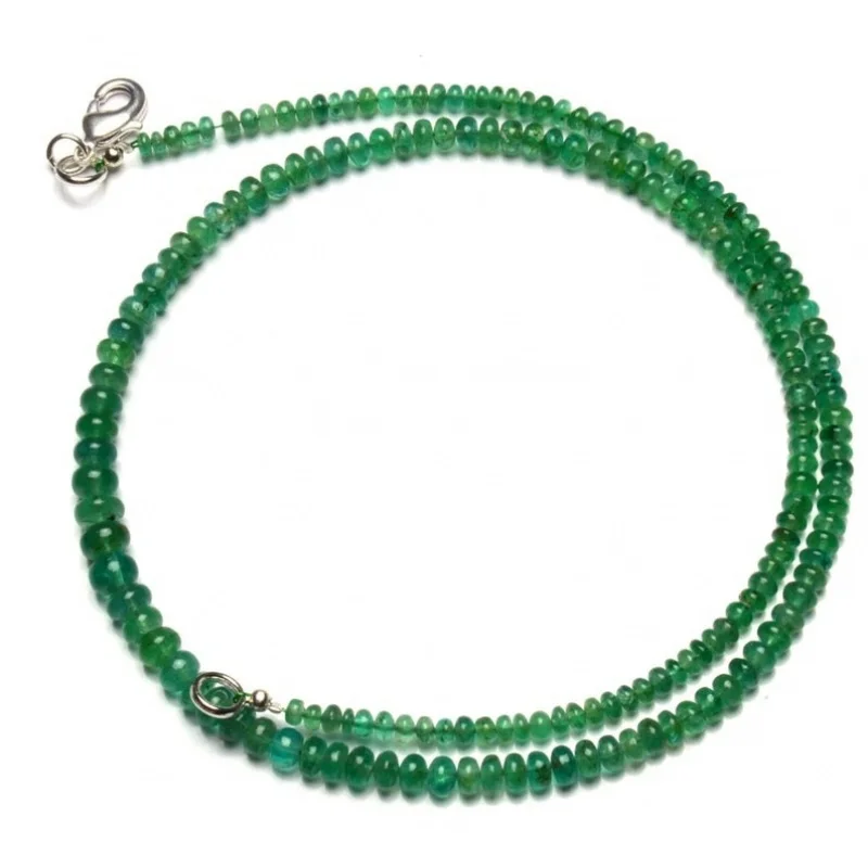 

A+ Natural Russian Emerald Smooth Rondelle Gemstone 4-6mm Bead Necklace 18" Gift