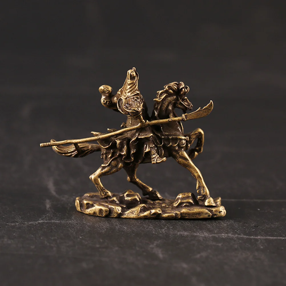 Guan Gong Ornaments Yu Office Adorn Brass Decor Creative Desktop Shaped Horseback Adornment Decorate