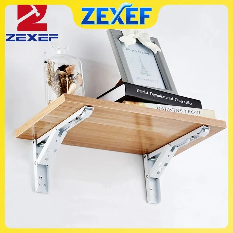 

ZEXEF 2PCS Heavy Folding Shelf Bracket Adjustable Wall Mounted Bench Table Shelf Bracket Furniture Hardware Bracket