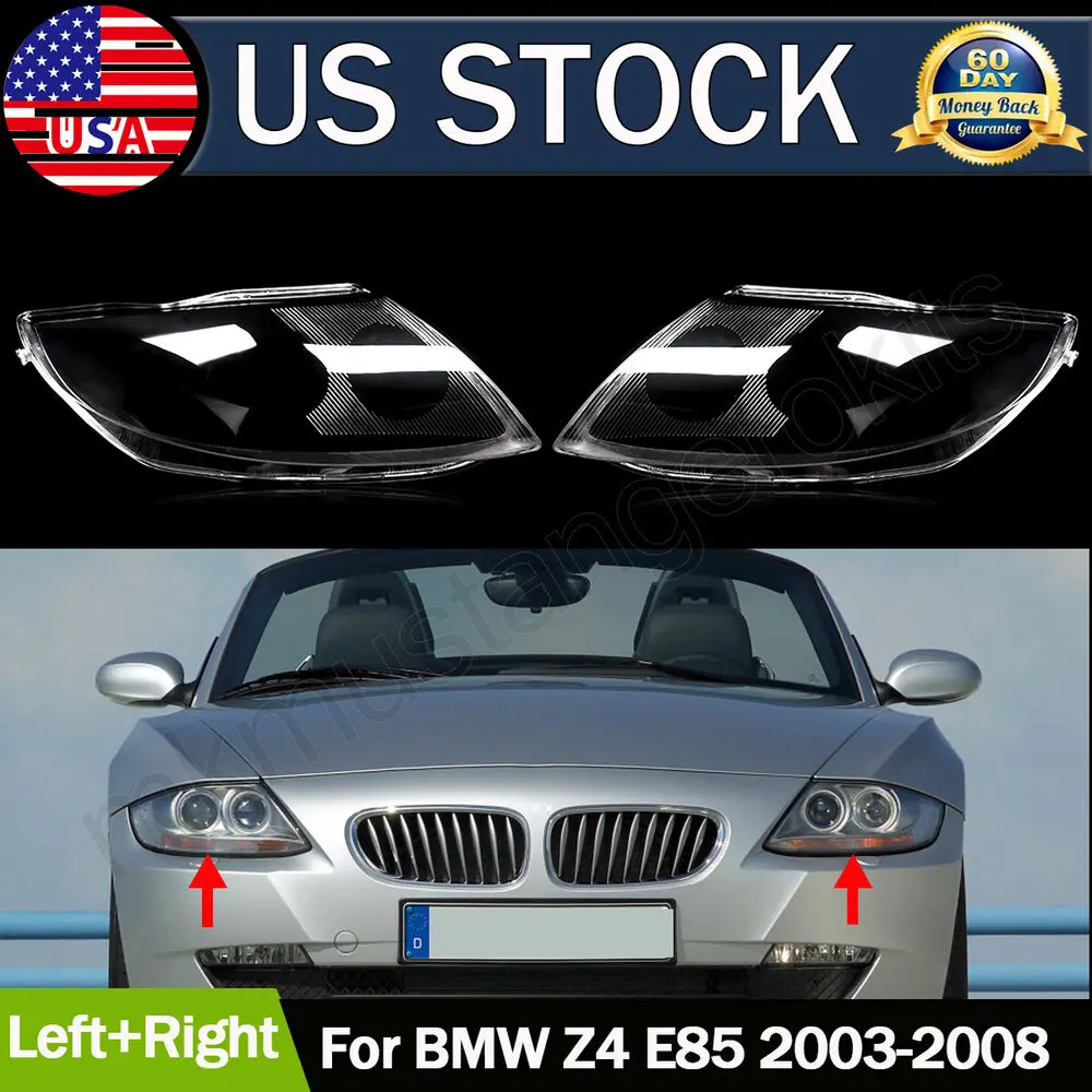 Left & Right Auto Front Headlight Cover Lens Transparent Glass Headlamps Lampshade Lamp Shell  Fits BMW Z4 E85 2003-2008 Clear