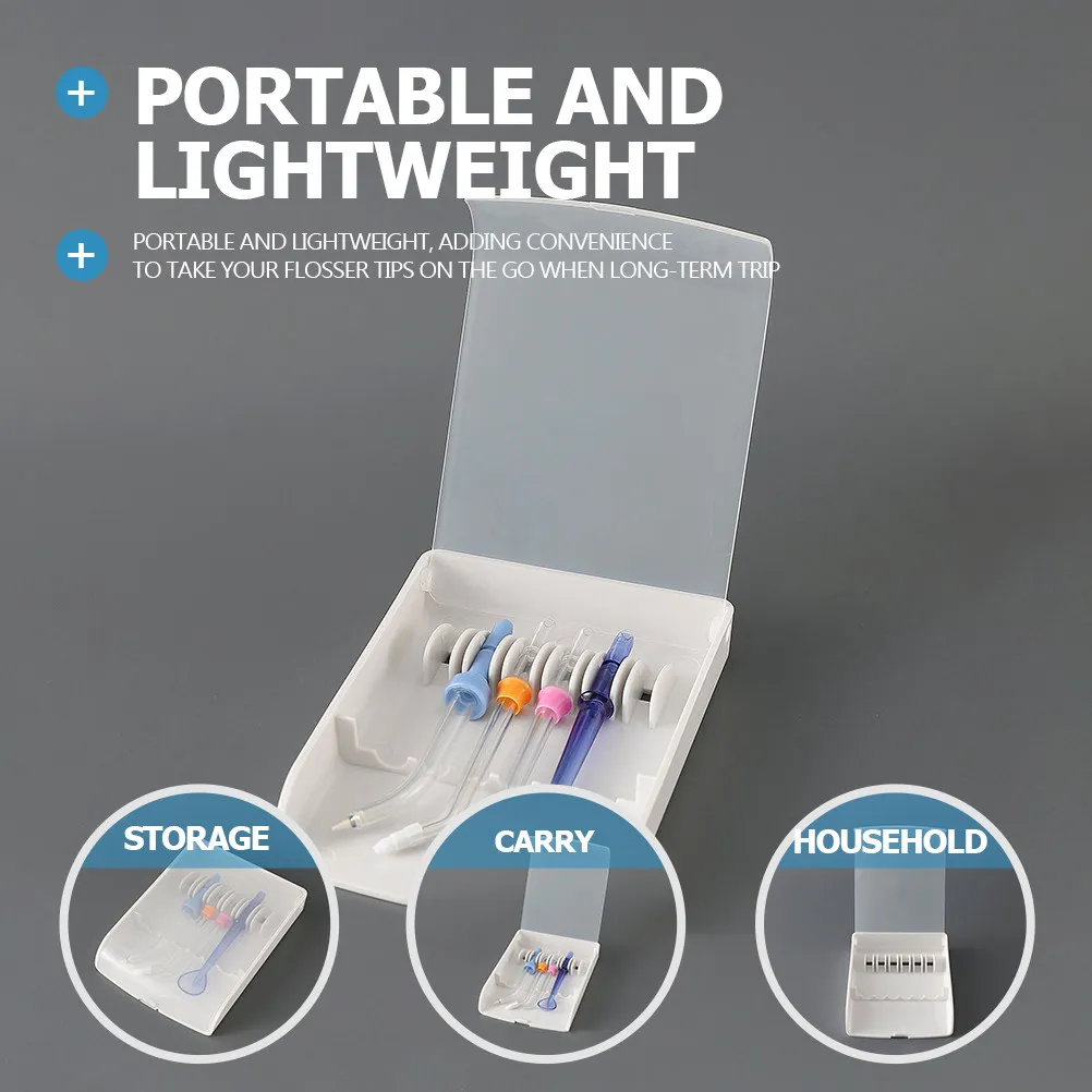 

6-Grid Transparent Replacement Tips Container for Water Flosser Heads Easy Visibility Desktop Organizer Storage Box for Dental