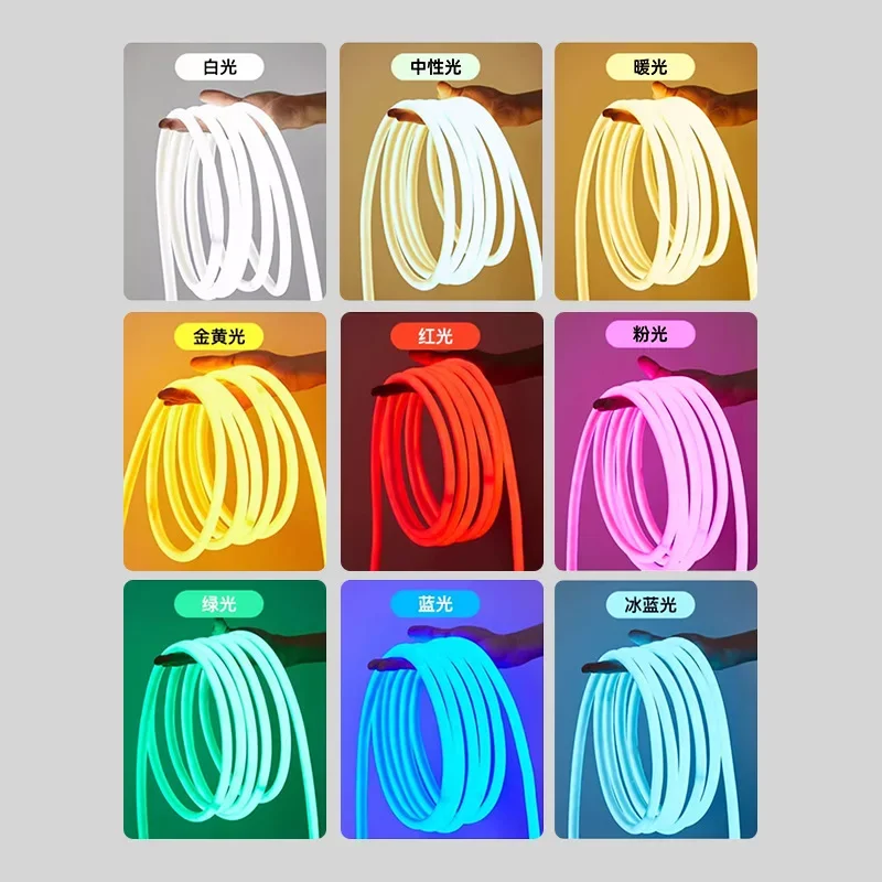 220V 고전압 LED 네온 라운드 형광 유연한 실외 방수 건물 조명 360도