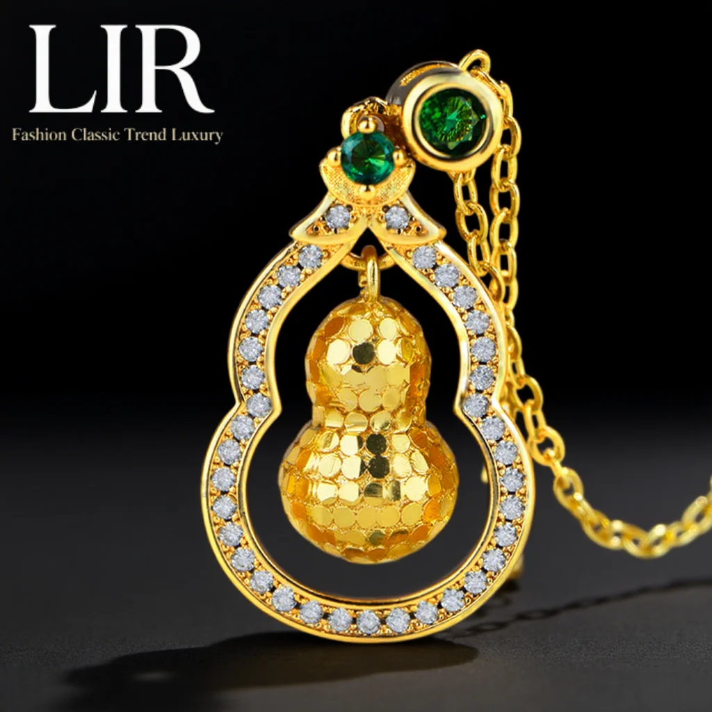 

LIR Stylish Pendant Necklace: Fadeless, New - gen Plating, Zircon - set Icy Gourd, Double Blessings for Luck, Women's Fashion