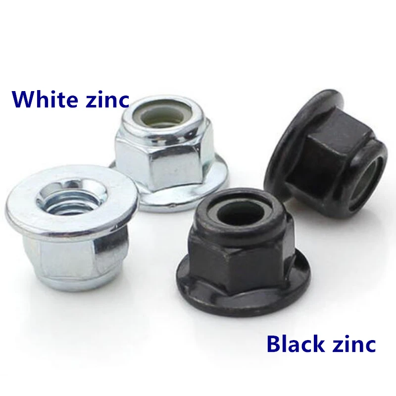 M3 M4 M5 M6 M8 M10 M12 Black Carbon 304 Stainless Steel A2-70 Hex Flange Nylon Insert Lock Nut Self-locking Nylock Locknut